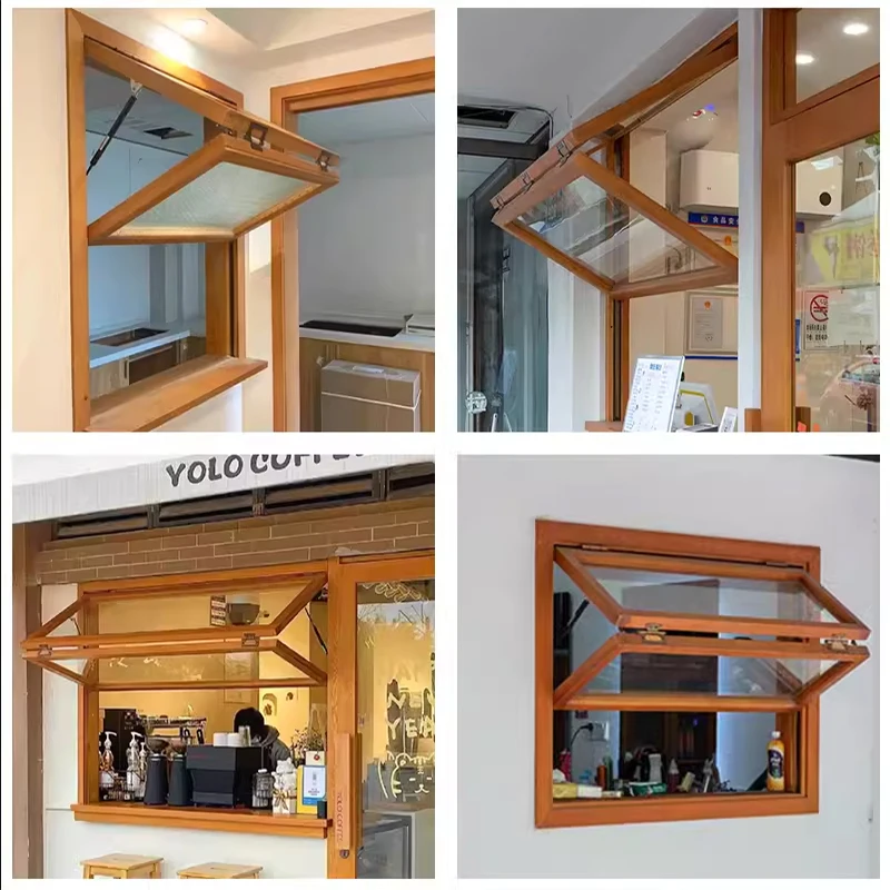 Up And Down Folding Windows Milk Tea Coffee Shop Sliding Windows Aluminum Alloy Doors And Windows Custom Open Kitchen