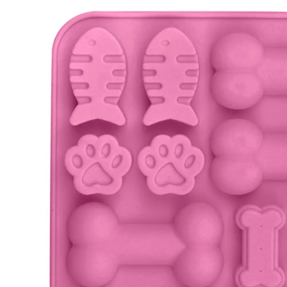 Flexible Silicone Mold 2pcs Silicone Mold Set 12-cavity Bone Fish Cat Paw Print Tray Non-stick Food Grade Fondant Chocolate