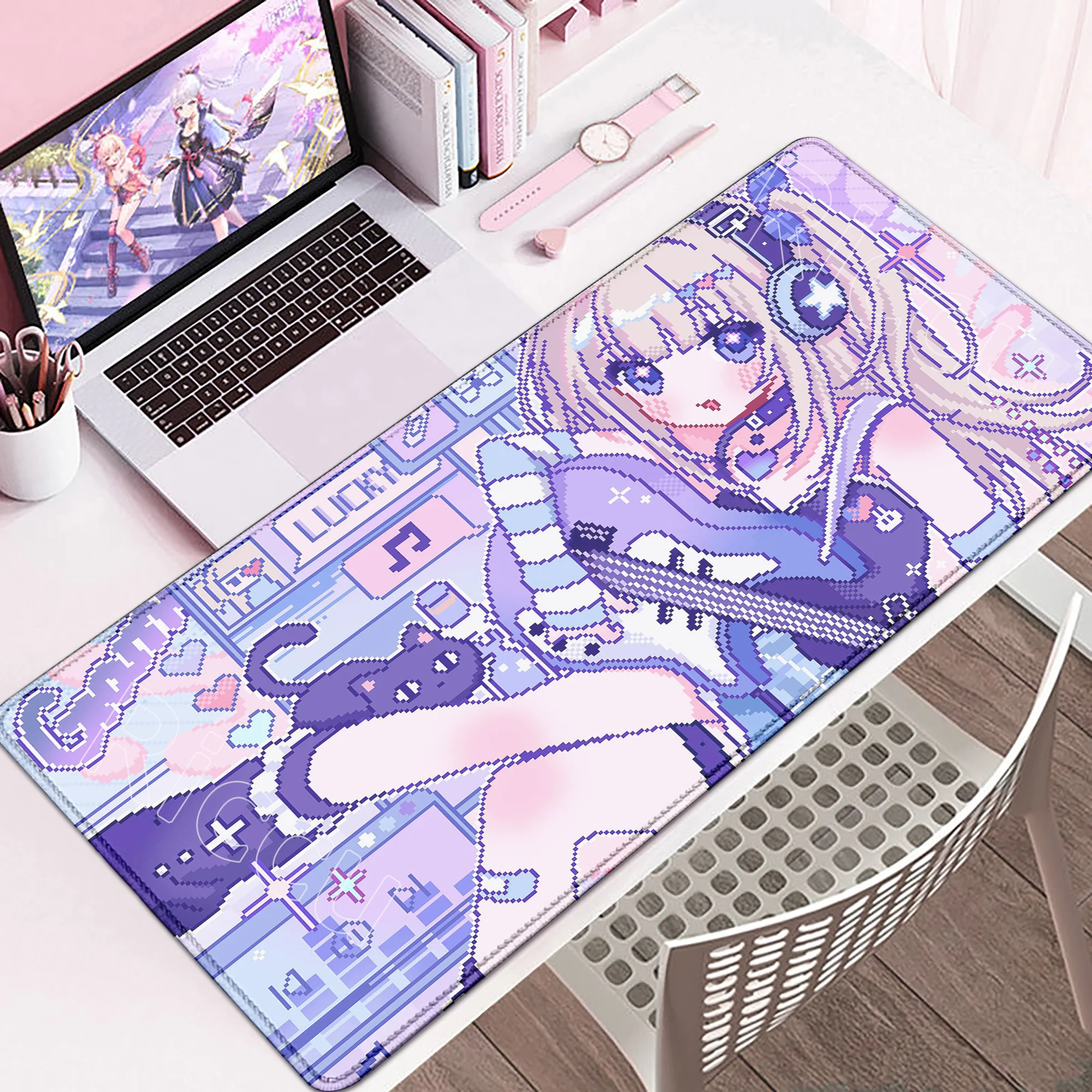 Game Professional Pretty Pixel Girl Rubber Mouse Pad Anime Balance E-Sports Gaming Mousepad Desktop Decoration Desk Mat Mice Mat