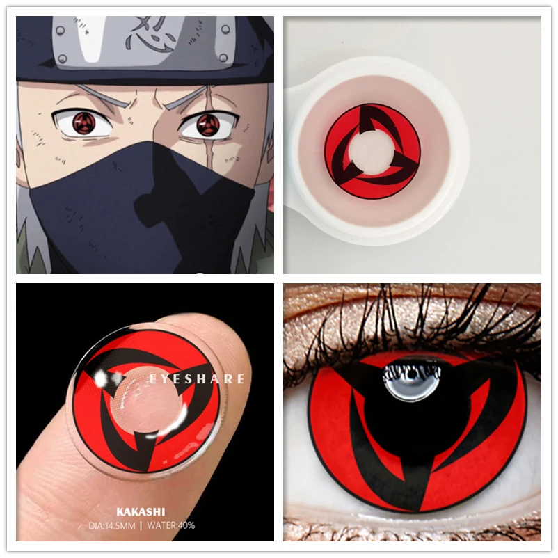 Eyeshare Demon Slayer Cosplay Lentes, Anime contatos oculares, Nezuko Cosplay, uso anual, 1 par