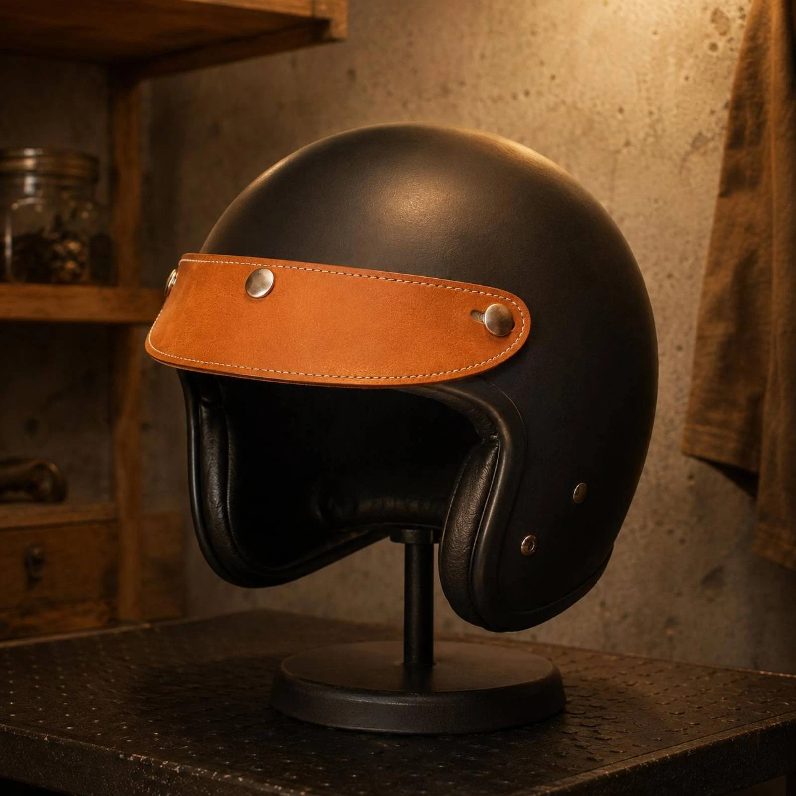 Three Snap Helmet Visor Metal Snaps Snap-Fastened Visor Brim Leather Helmet Brim Stitched Perimeter Decorative