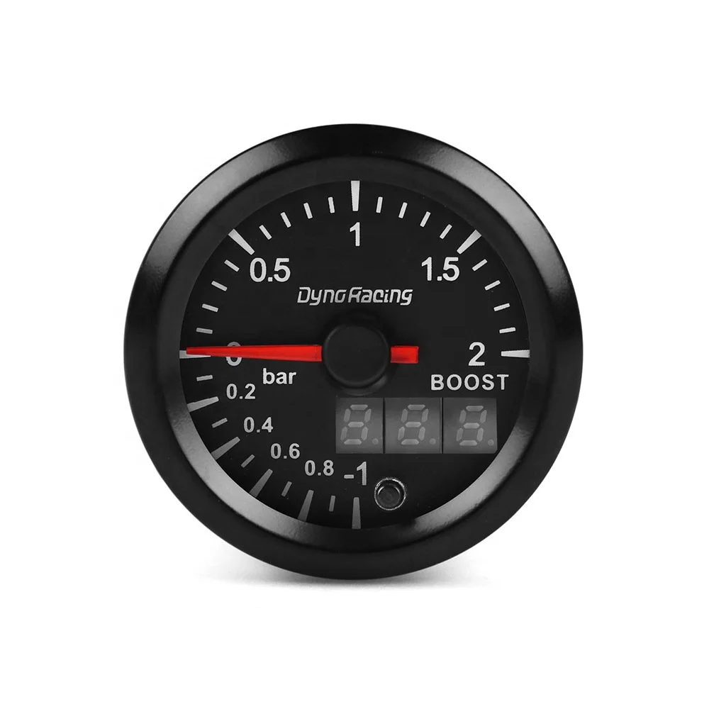 2'' 52mm Dual Display 2BAR Car Boost Gauge 7 Colors Led Boost Meter With Stepper Motor