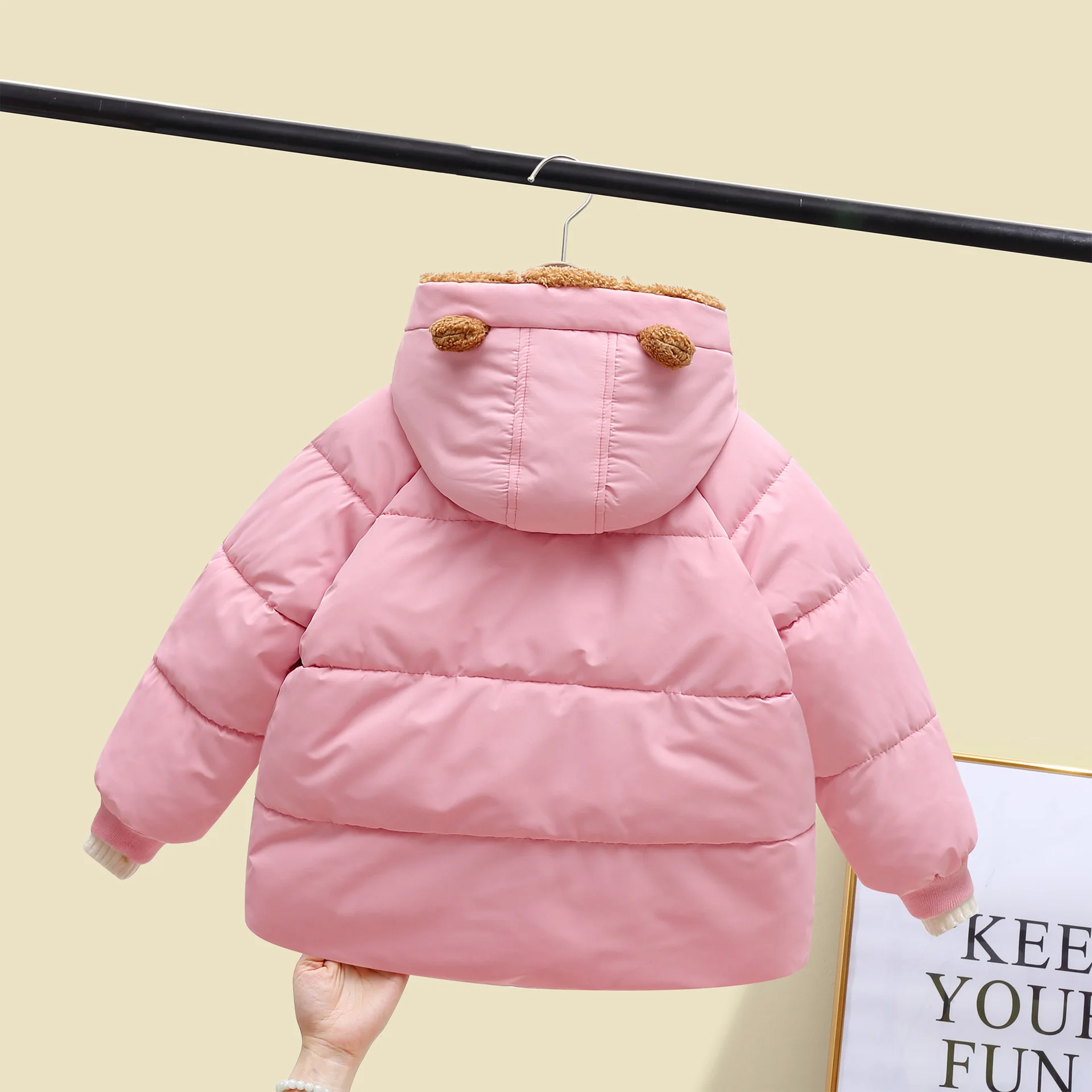 New 2025 Baby Boys Girls Hooded Zipper Solid Plush Down Jackets Children's Winter Cotton-padded Thicken Warm Coat Outerwear
