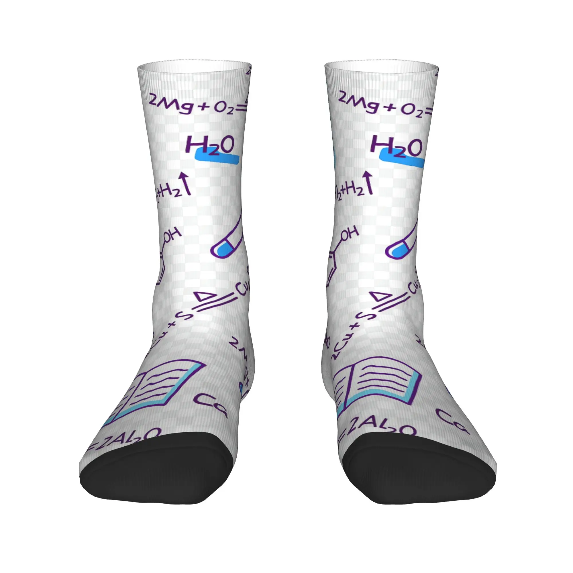 Chemical Molecular Formula Stockings  Design Harajuku Socks Autumn Anti Bacterial Socks Adults Men Outdoor Soft Breathable Socks