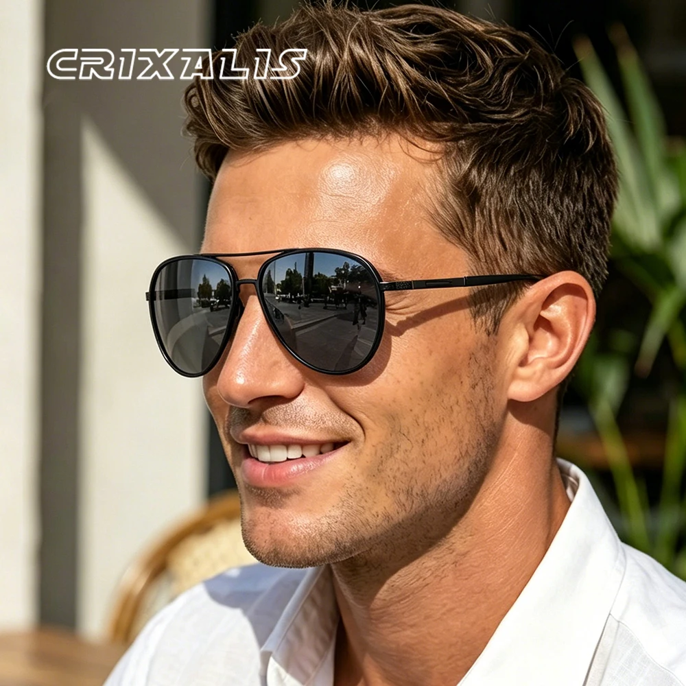 CRIXALIS Polot Polarisierte Vintage-Mode-Sonnenbrille für Herren, Metallrahmen, zum Fahren, Golf, Reisen, Laufen im Freien, Sonnenbrille UV400