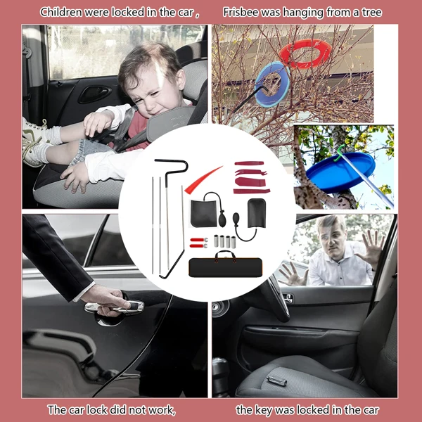 Universal 18PCS Car Door Window Emergency Out Auto Open Tool Kit  Air Wedge Bag Pump Open Unlock Kit for Car Truck Unlock Lock ﻿