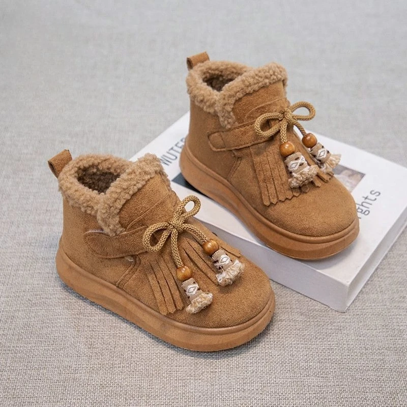 

Girls Winter Snow Boots Fleece Lined Thickened Soft Sole Outdoor Windproof Warm Boots Children's Footwear