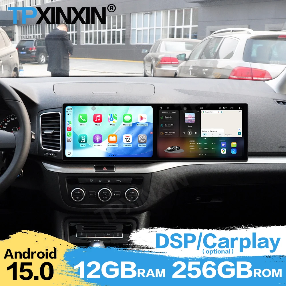 Dual Screen Android For Volkswagen Sharan 2012~2019 Car Radio Multimedia GPS Navigation Touch Screen Stereo Receiver Head Unit