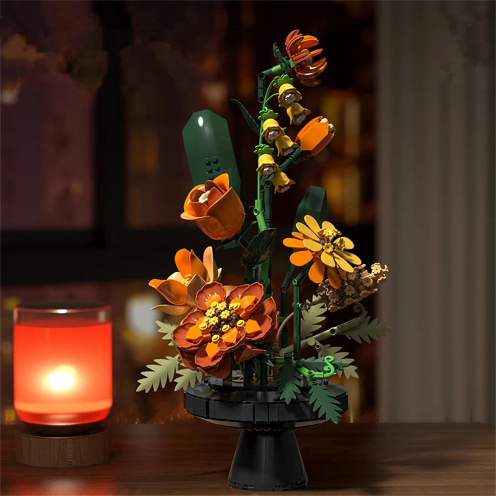 

Строительные блоки для растений в горшке, имитация вечного цветка, сборка кирпича, модель, детские игрушки, украшение для дома, коллекция, подарок