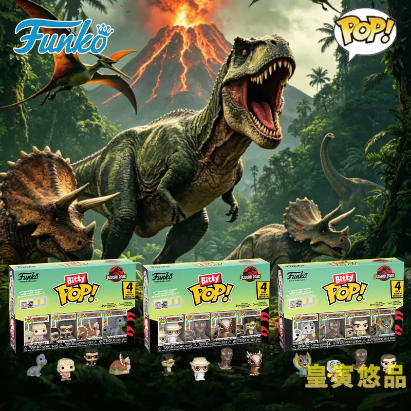 Funko Bitty Pop Jurassic Park Dinosaur Mini Vinyl Figure Set Collectible Desktop Display Decoration Gift