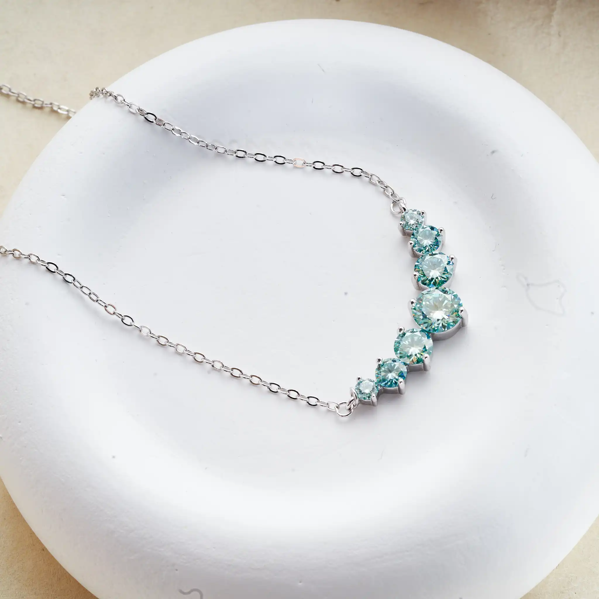Real 1.7/2.8/5cttw Full Moissanite bluegreen Pendant Necklace for Women S925 Silver lab Diamond Chain Necklaces fine Jewelry