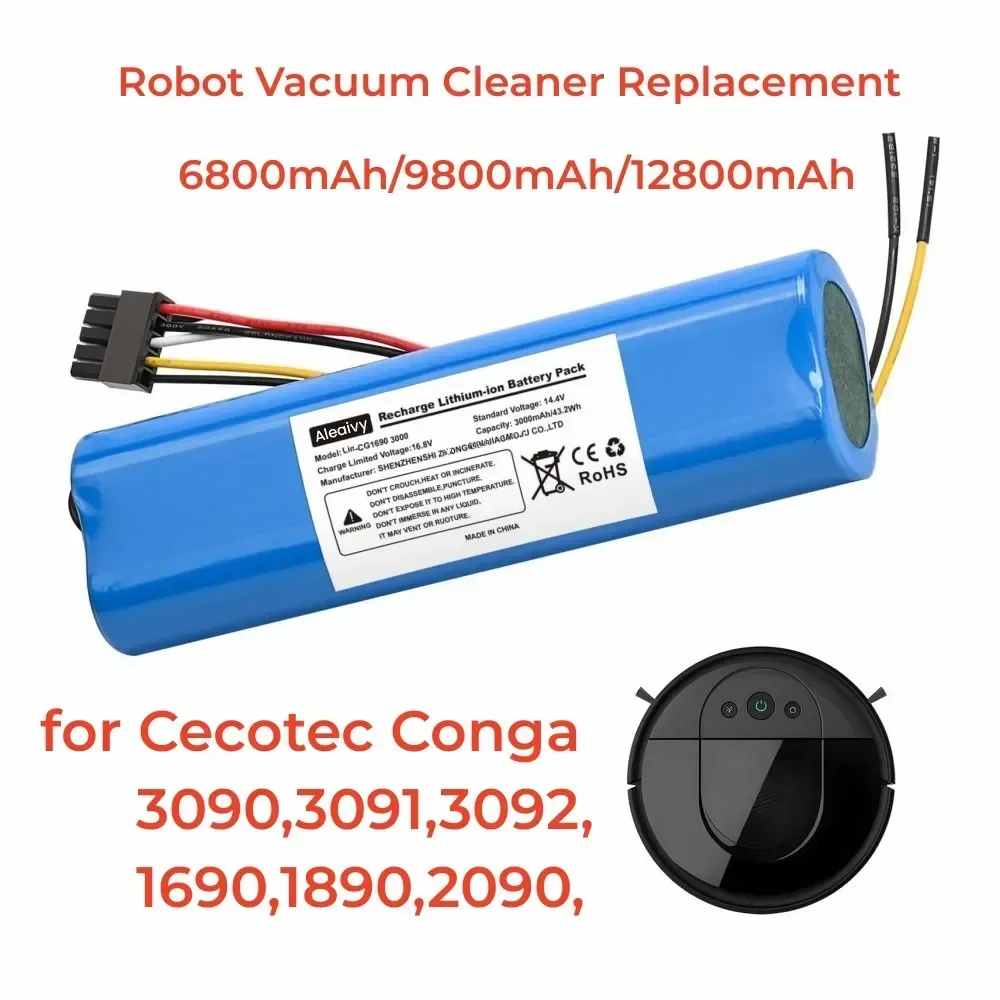 CECOTEC 6800mAh batería de iones de litio para CONGA 3090 3091 3092 1690 1890 2090 accesorios de repuesto de Robot aspirador 14,4 voltios