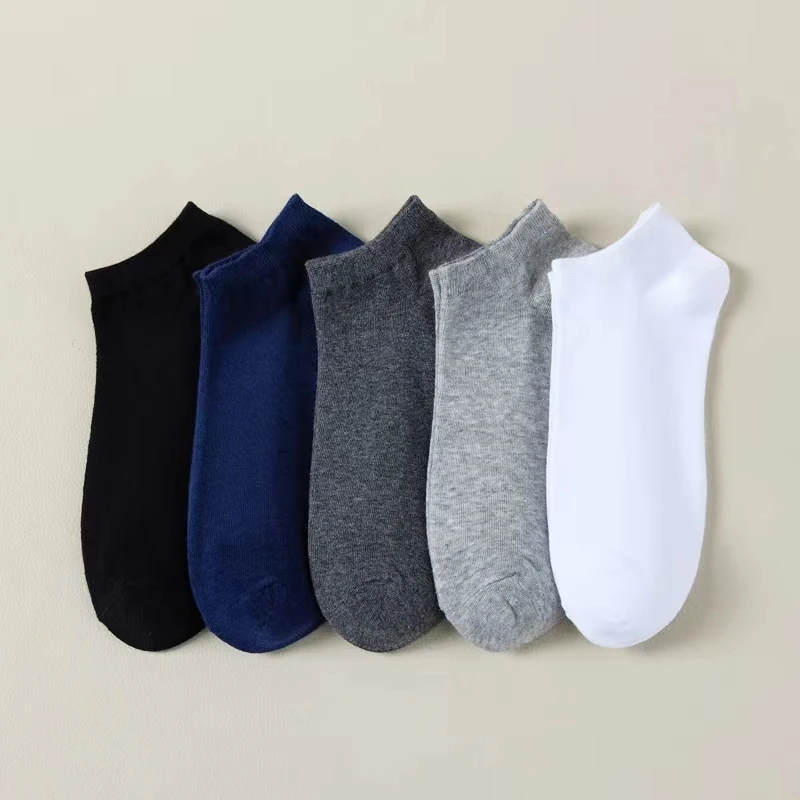 Summer Brand New100% Cotton Men Socks Thin Breathable Socks High Quality No Show Boat Socks Black Short For Students Size 38-44