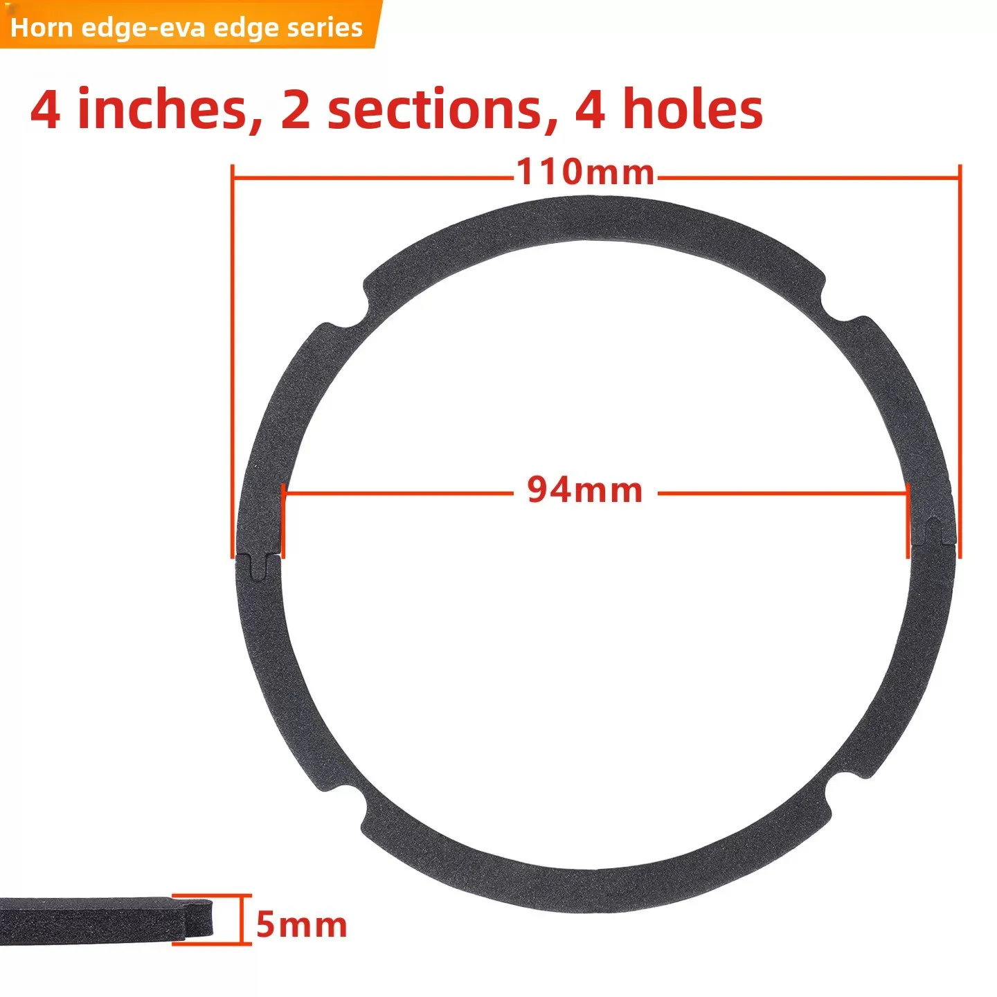 MW Audio 2PCS luidspreker EVA-schuimrubberen afdichtingsring 4"-18", woofer randafdichtingsring voor reparatie