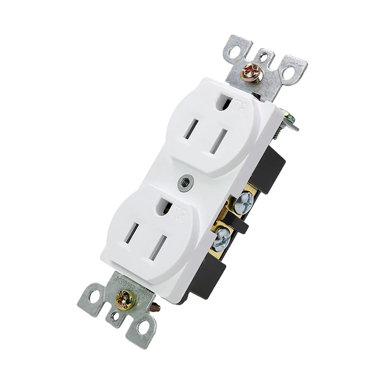 Power Socket Double Outlet 3 Prong Modern Duplex Receptacle Wall Adapter Wall Outlet for Dorm Workshop Bedroom Home Room