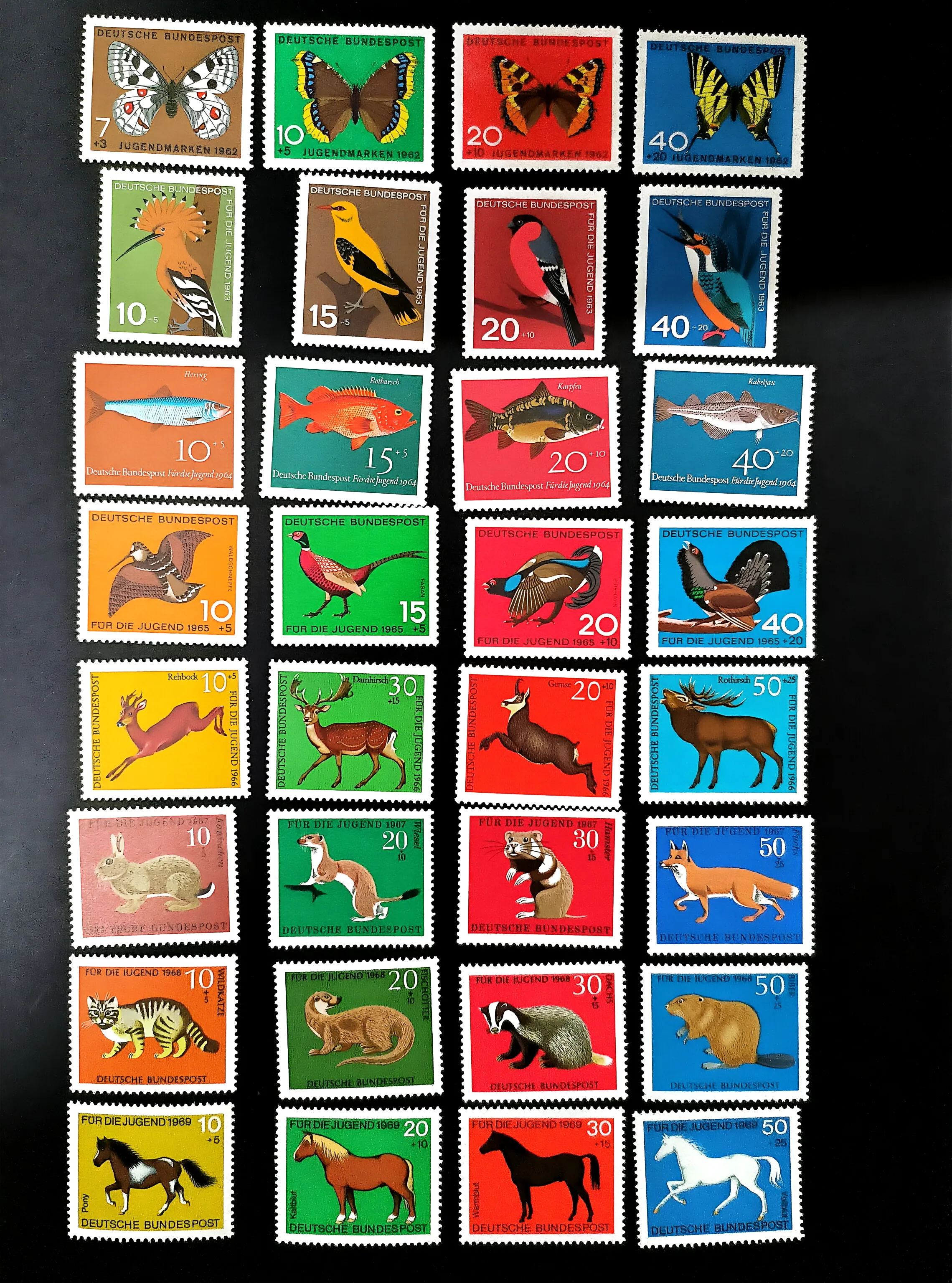Nice German Post Stamps West Germany 1962-1969 Animals 8 Groups 32 New Collectible Postage Stamps Postage Scarpbooking Material