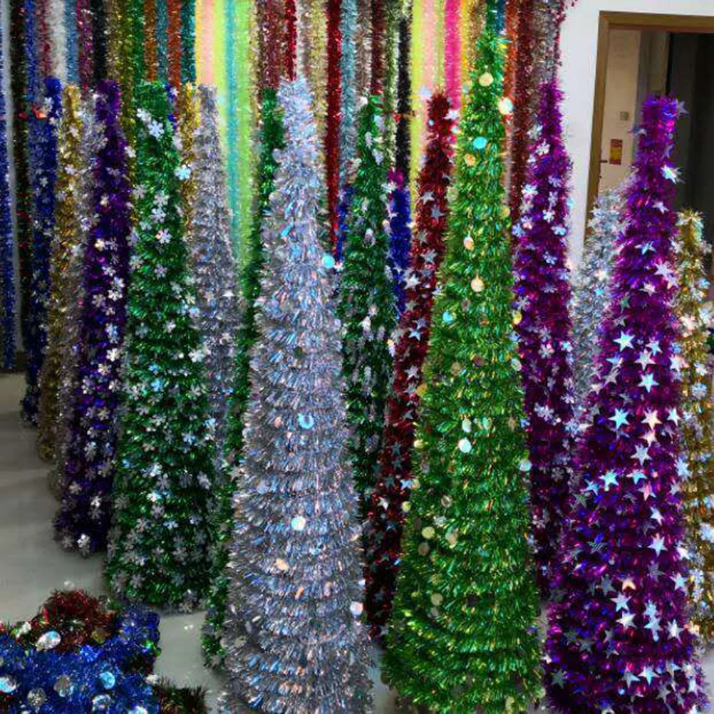 

Folding Christmas Tree 120 Cm White PET Plastic Decorations Reusable Telescopic for Home Party Bedroom Living Room DIY Ornament