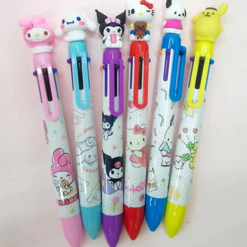 6 Color Sanrio mymelody Kuromi Cinnamoroll Pochacco Kawaii Ballpoint Pen New Cartoon Gel Pen Student Stationery Birthday gift