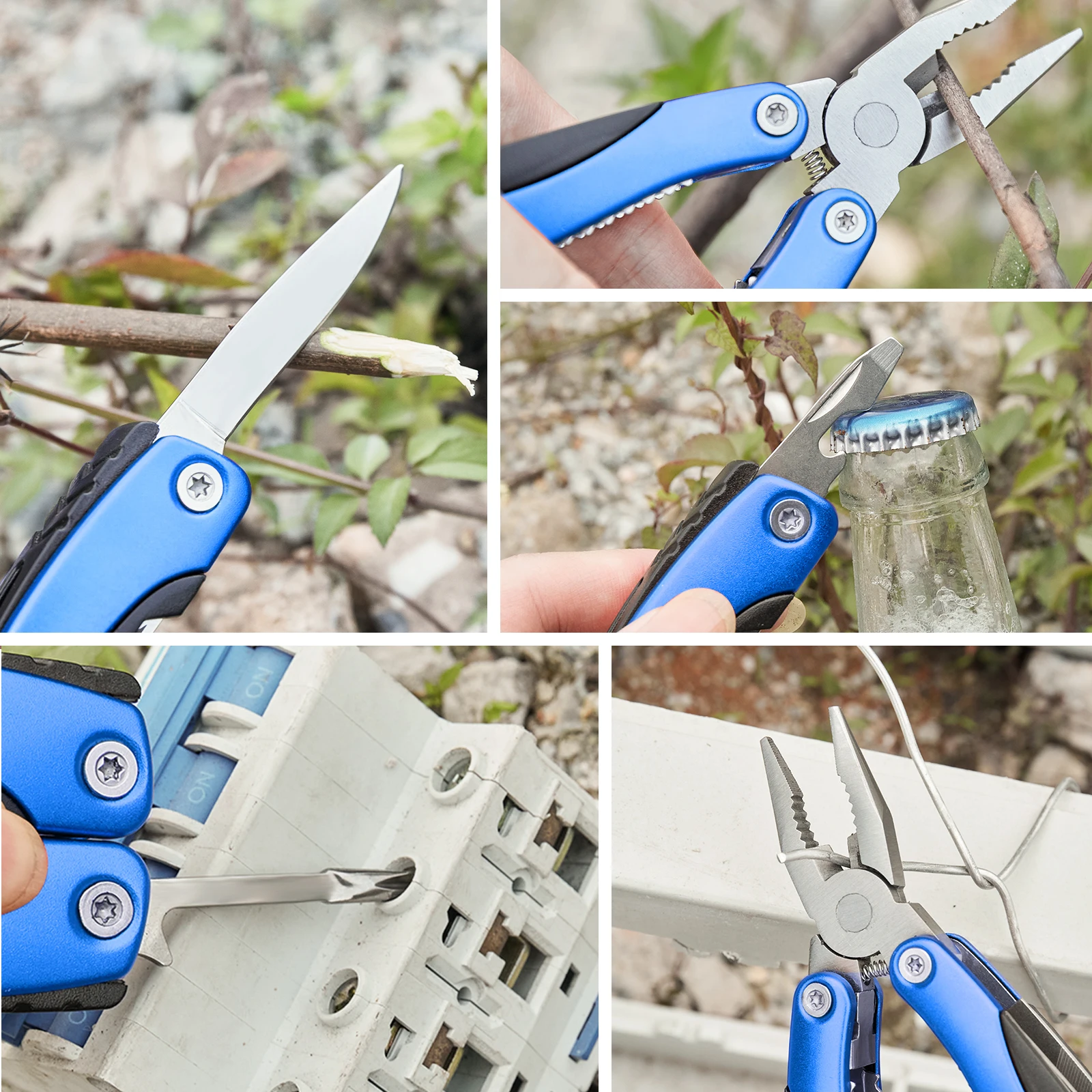 Portable Pocket Multitool Pliers Camping Knife Hunting Knife with Holster and Nylon Sheath for Outdoor Fishing Hunting Hiking