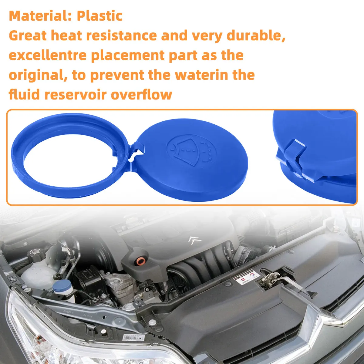 Wischwasserbehälterdeckel passend für Peugeot 301, Peugeot Partner 2, Citroen C4 Picasso, DS5, Berlingo, Jumpy, 643238, 643235 – Detail 2