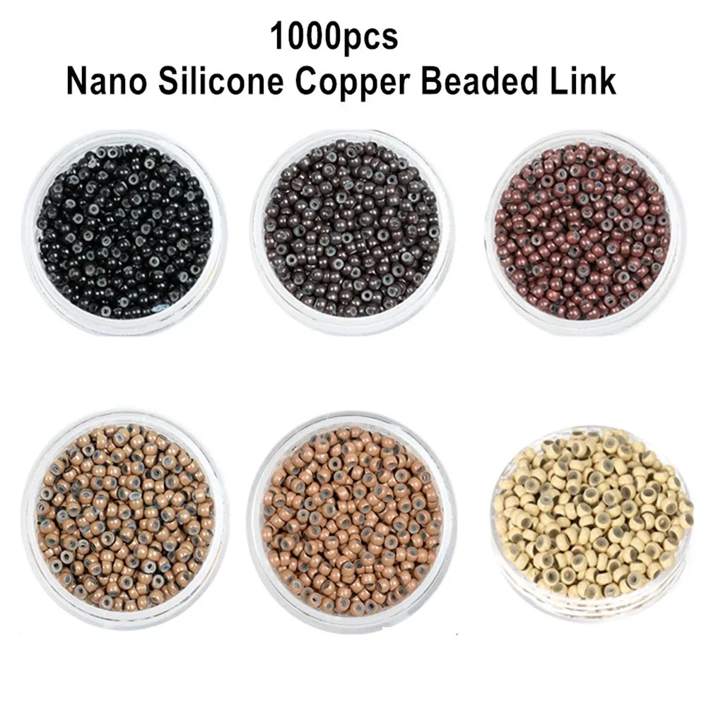 1000 szt. 3mm Nano wyłożone silikonem mikropierścień koraliki do przedłużania włosów do przedłużania ludzkich włosów Nano Tip