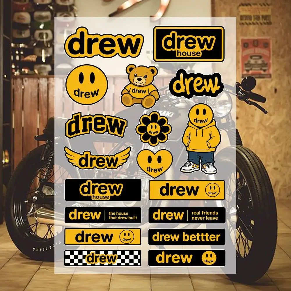 Y2K Urban Street Smiley Teddy Car Decal Racing Style Waterproof Reflective Vinyl Stickers for Motorcycle Helmet Bike DIY Decor