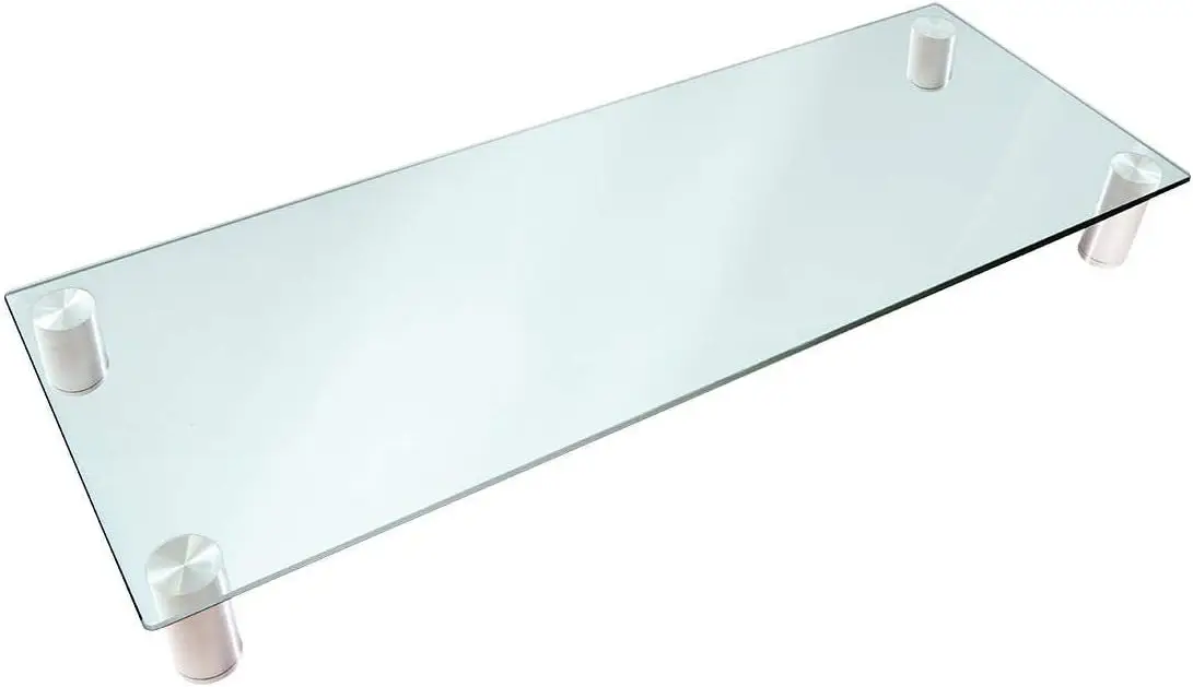 Monitor Stand, 30.8x11 Inch Clear Glass Desktop Riser, 80 lbs Capacity, Ergonomic Shelf for Computer