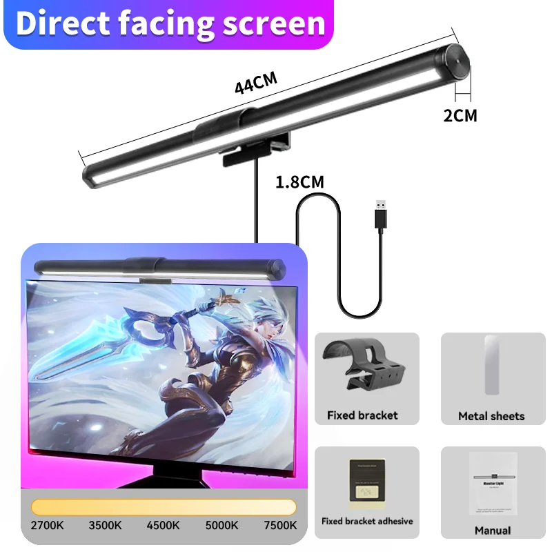 Double Head LED Monitor Light Bar 24W Computer Screen Lamp Stepless Dimmable USB Desk Lamp For Office Study Reading Lighting