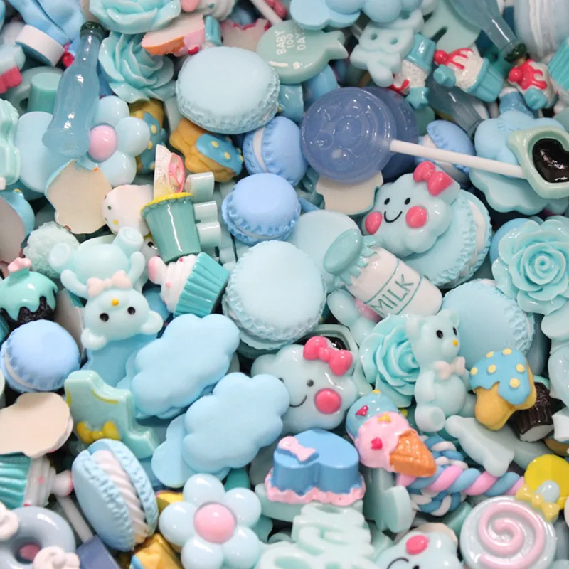 20Pcs Mixed Mini Cute Cake Fruit Candy Flower Luck Bags Flat back Resin Cabochon Embellishments DIY Scrapbooking For Phone Deco
