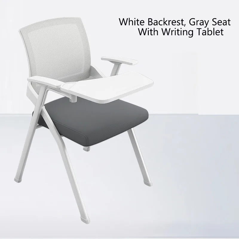 Foldable Training Chair with Writing Tablet Mesh Office Conference Chair Stackable Student Classroom Study Chair