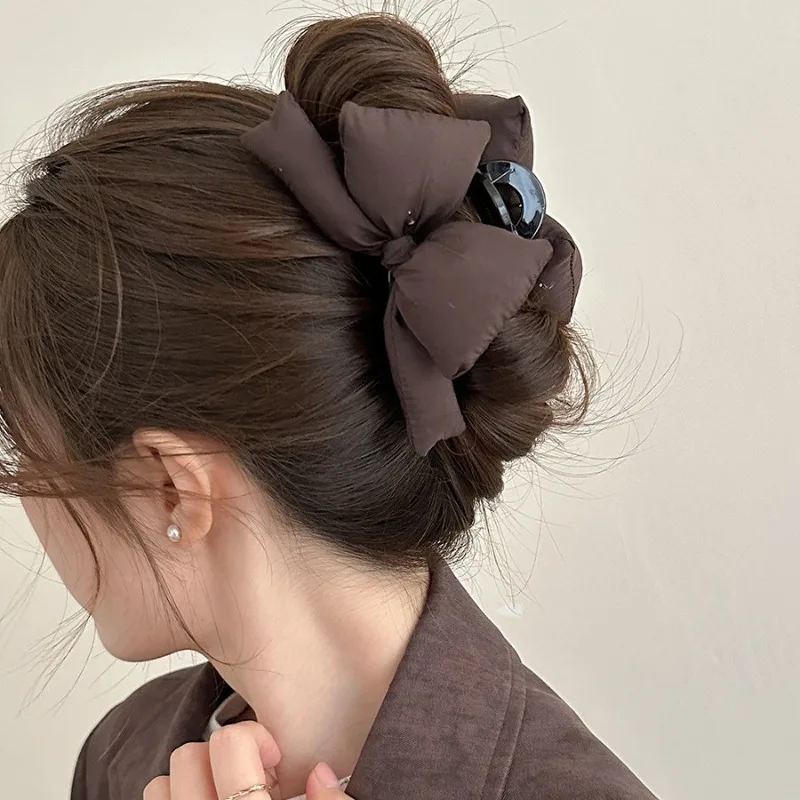 

Large Pink Padded Bow Hair Claw Korean Style Cute Sweet Winter Autumn Hair Accessories for Women Strong Hold Non Slip Updo Daily