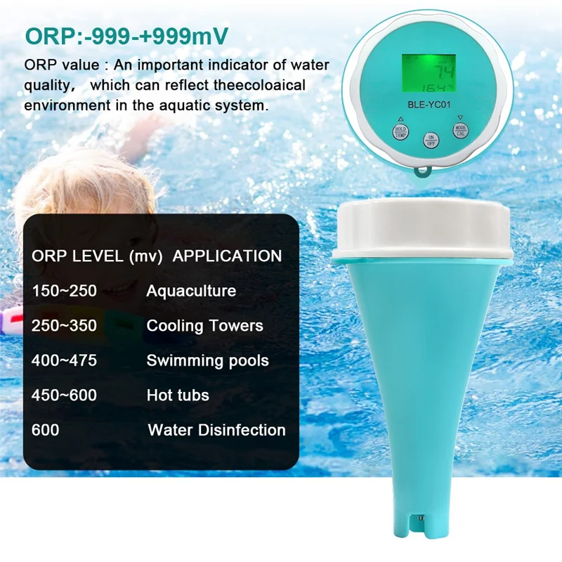 

Lo-ok 6 в 1, детектор качества воды PH EC TDS ORP, температура, хлор, приложение, дисплей, бассейн, Bluetooth, тест качества воды