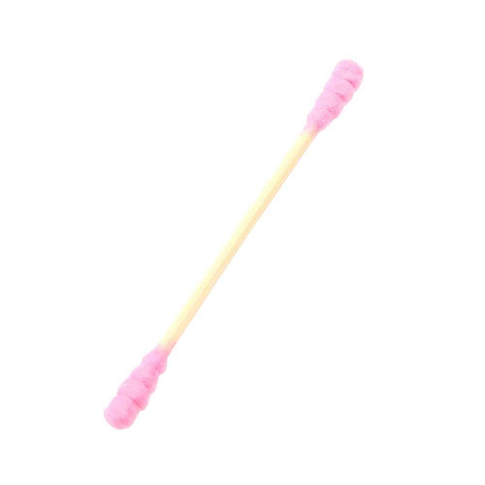 100PCS Disposable Cotton Swab Cute Pink Double Head Cotton Stick Makeup Remover Bat for Beauty Cosmetics Ear Cleaning Swabs