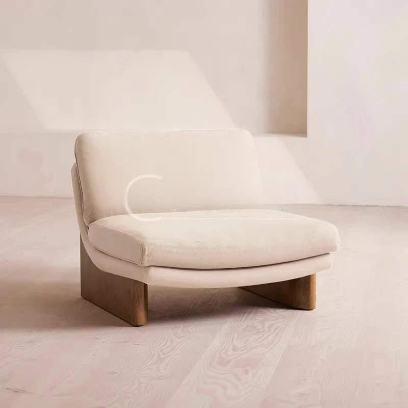 Solid wood single sofa chair, living room balcony leisure chair medieval model room fabric single chair negotiation chair