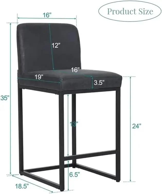 مقاعد بار من الجلد الصناعي مع مسند للقدمين والظهر ، كراسي بارستول بارتفاع المنضدة ، كراسي منجدة ، مطبخ ، 24 "، مجموعة من 2