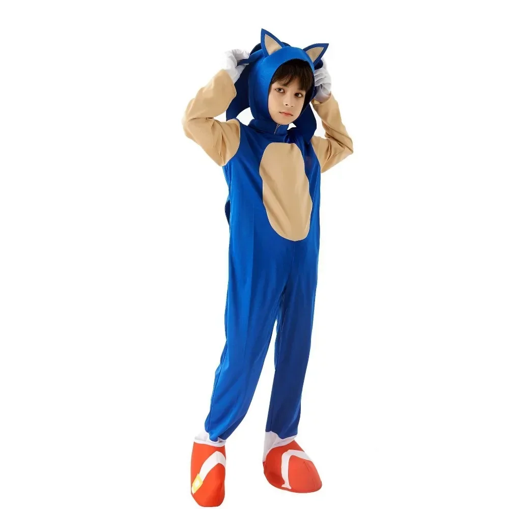 Super Sonic Mouse Jumpsuit Cosplay Costume for Kids Hedgehog Clothes Bodysuit Set Festival Celebration Halloween Party Dress Up