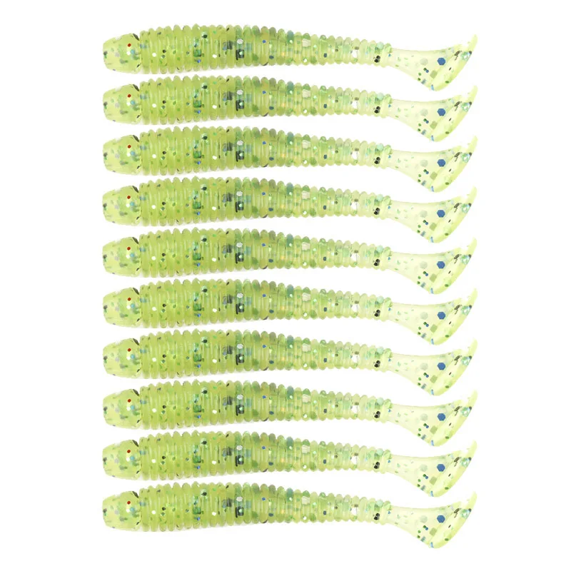 50 Stück 5CM LuyaT Weicher Wurmköder Mehrfarbig Verpackt Nachtleuchtender Angelköder Weichköder für Nachtangeln – Detail 5