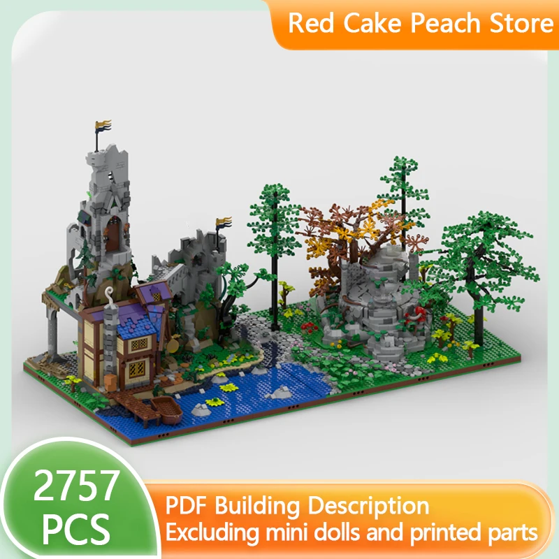 Medieval Castle Model MOC Building Bricks Forest Riverside Castle Modular Technology Gifts Holiday Assemble Children Toys Suit