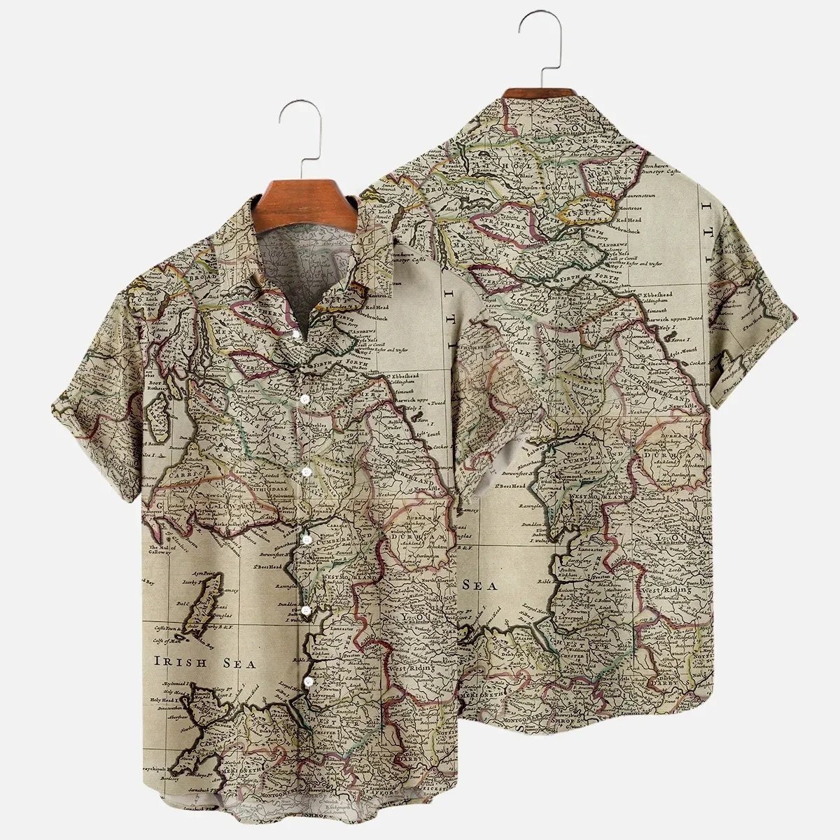 Hawaiian Shirt World Map 3D Printing Shirts Men's And Women's Shirts Men's Casual Flip Collar Summer Beach Casual Travel beach