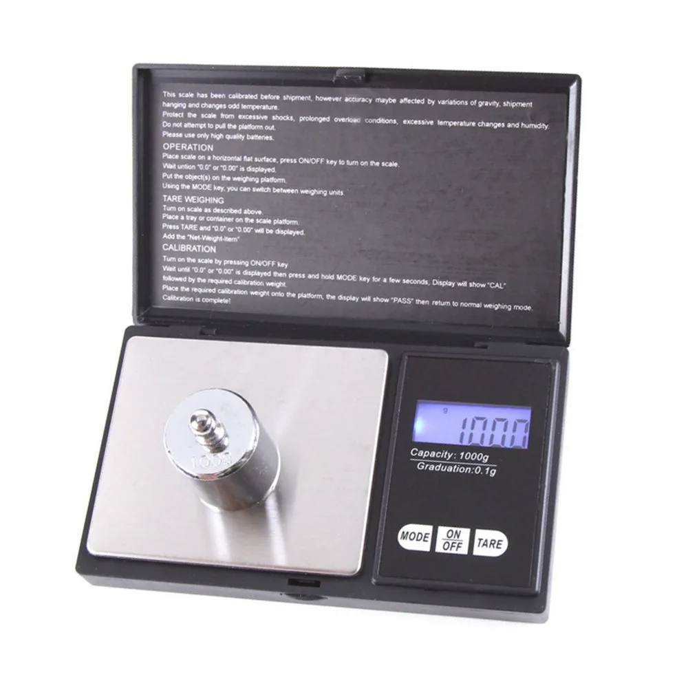 Plastic Stainless Steel Digital Pocket Scale Backlit LCD Display Black Electronic Food Scale Multi-Unit Measurement