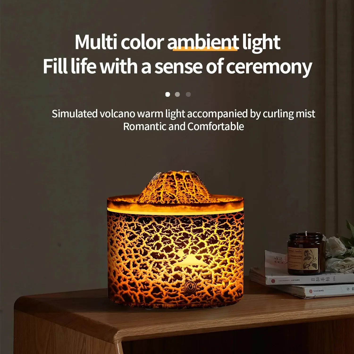 Plug in Volcano Aromatic Diffuser 230ml Cool Mist Aromatherapy Essential Oil Diffuser 3-speed timer for Home Car Room Fragrance