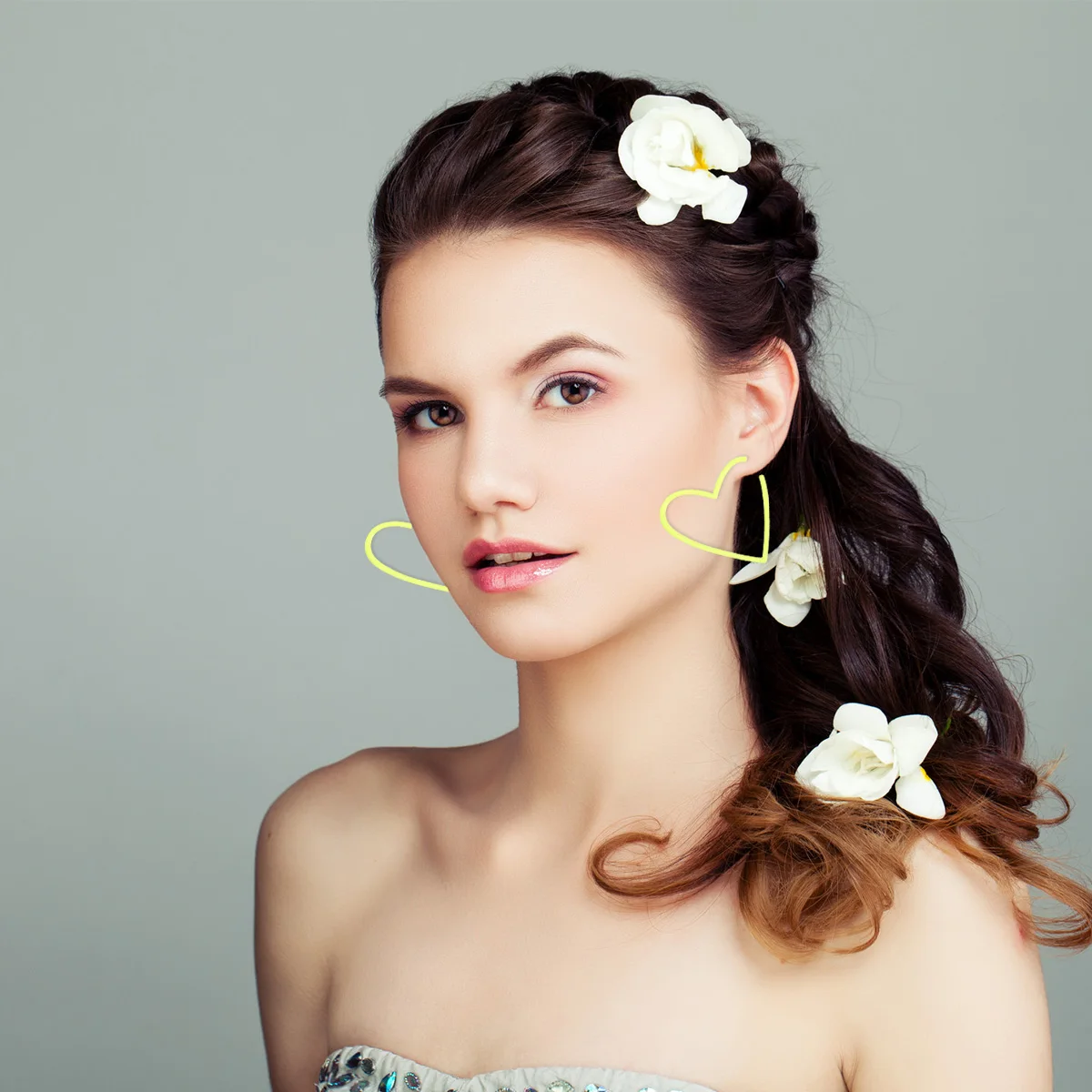 1 زوج مبالغ فيه شكل قلب أقراط هندسية أنيقة Earbobs الجوف خارج مجوهرات شخصية ارتداء اليومي فريد الأذن يتدلى #4