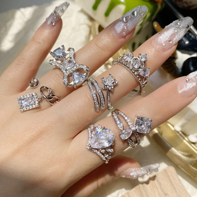 

ML-YSS Mossan style Creative comet ins net red bow pop series 18K plated micro-set pentagram ring female