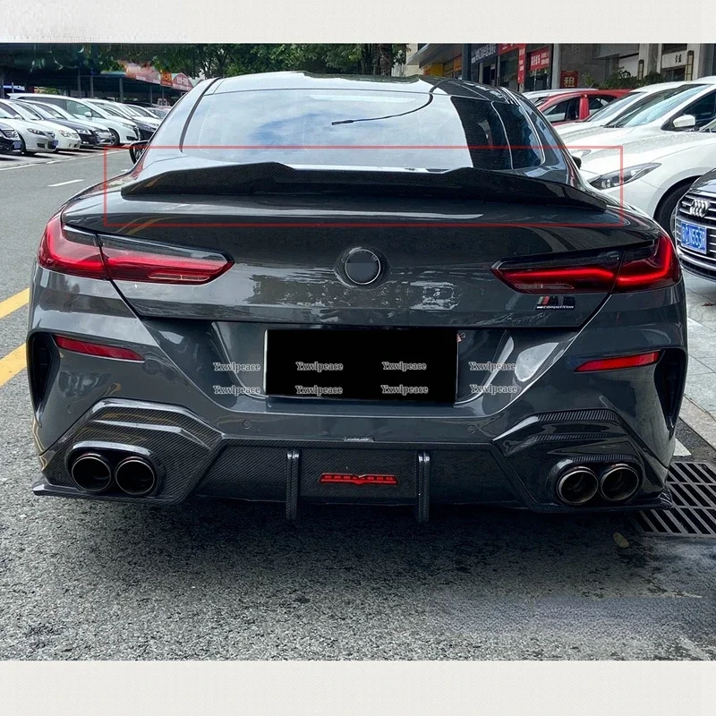 PSM Style Real Carbon Fiber Rear Trunk Lip Spoiler Body Kit Accessories For BMW 8 Series G15 F92 M8 Coupe 2019 2020 2021 2022