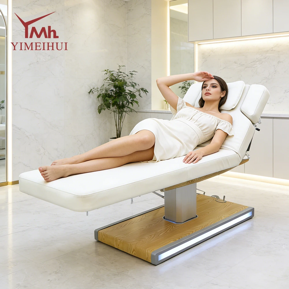 Japanese Massage Bed Electric Lifting Three Motor Beauty Bed Table Cosmetic Spa Lash Chair Bed with Light Base