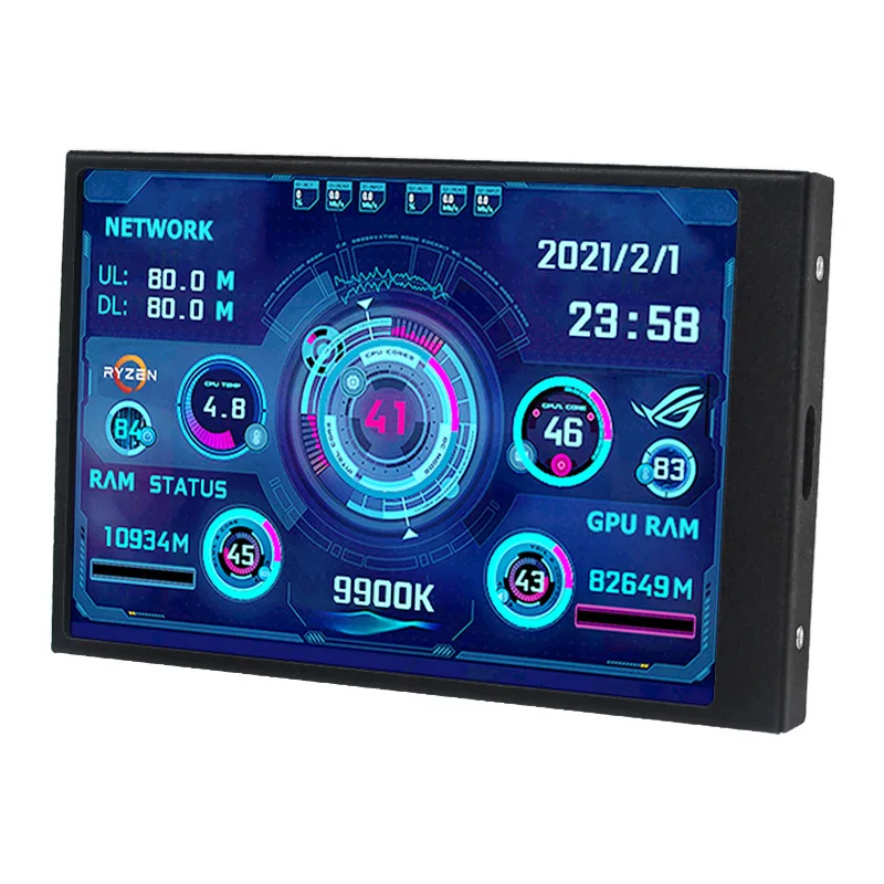 USB 3.5 Inch IPS 5PIN Type-C Secondary Screen Mini Computer CPU GPU RAM HDD Monitor USB Display Freely AIDA64 Holder Cable