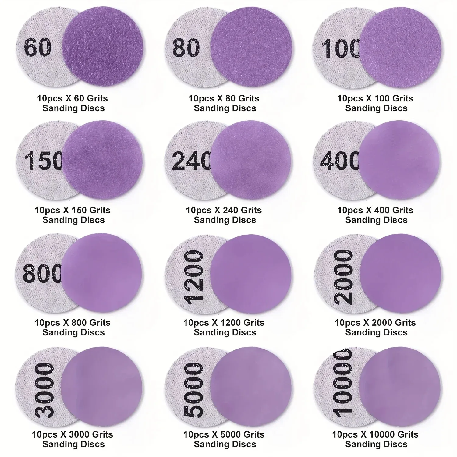 2Inch Sanding Disc 124Pcs, Wet Dry Hook & Loop Sandpaper 60 to 10000 Grit with Backing Pads & Interface Pad for Auto Metal Wood