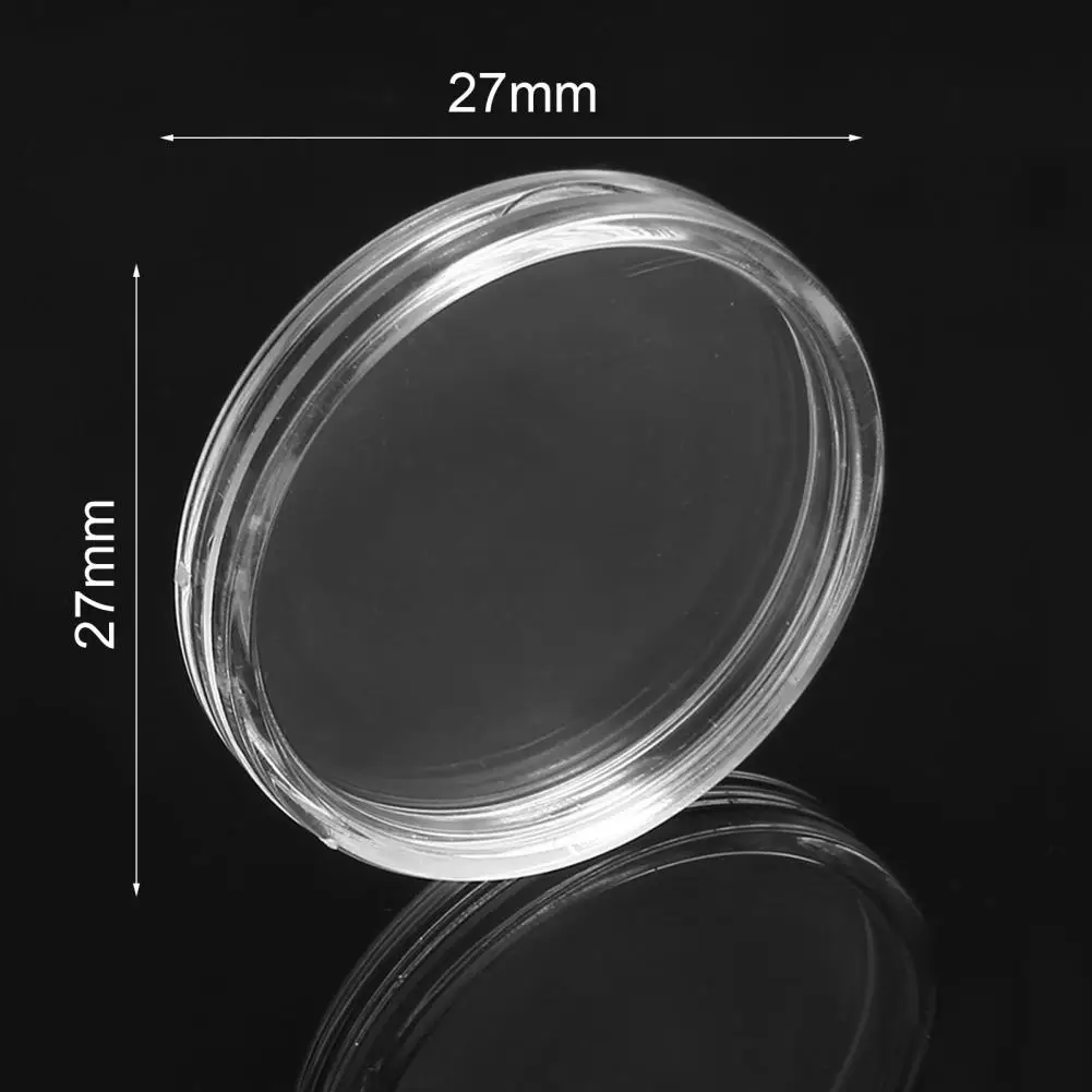 100Pcs 27mm Coin Capsules Clear Round Shaped Acrylic Creative Souvenir Coin Capsules for Award Ceremony