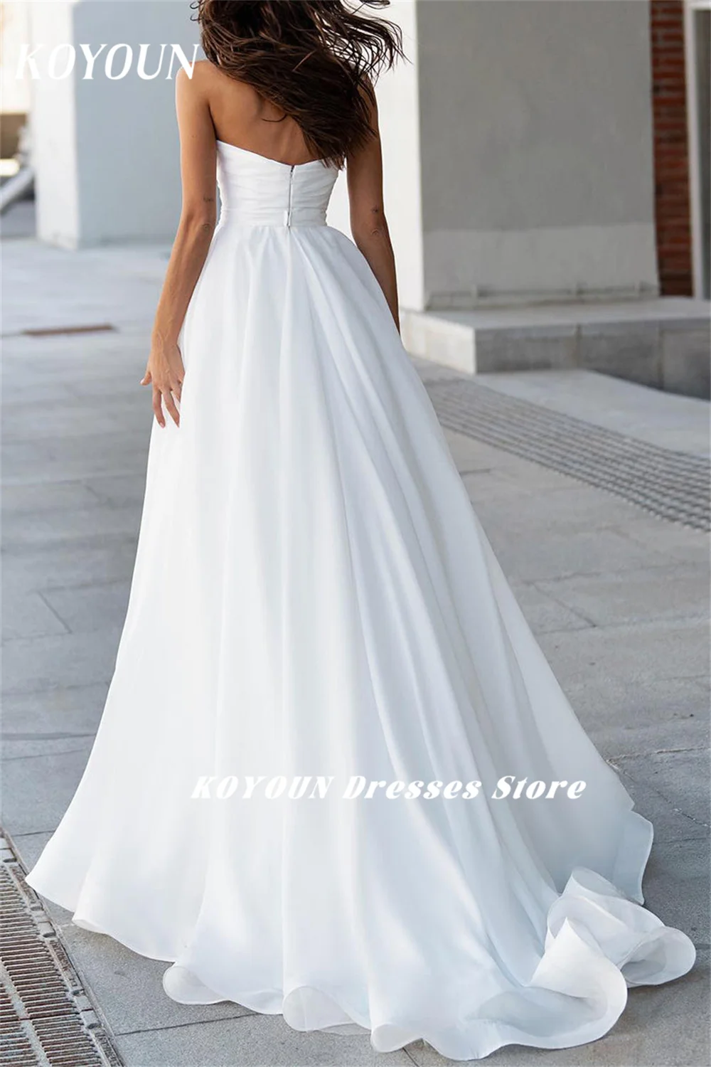 KOYOUN Elegant A-line Wedding Dress Sweetheart Zipper Up Gelinlik 2024 Pearls Organza Bridal Party Dress