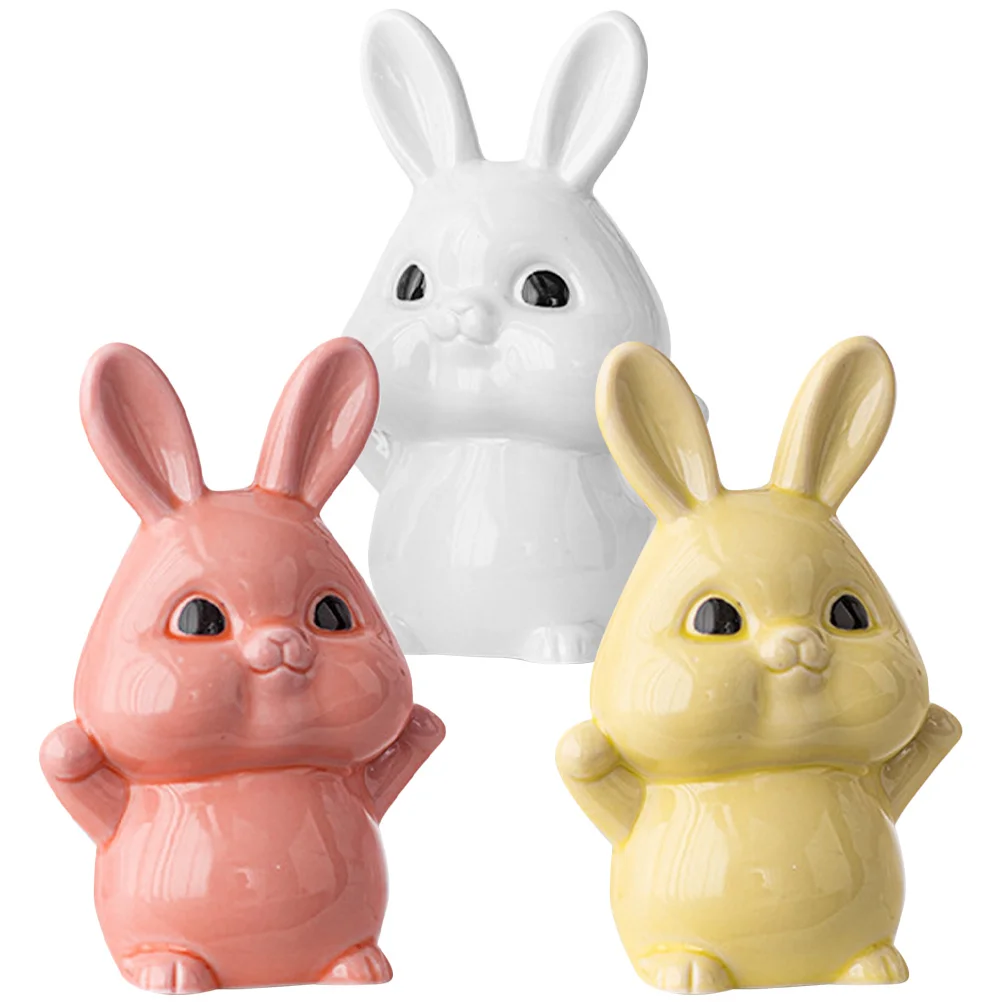 

3 Pcs Rabbit Ornament Decorative Statues for Home Bunny Shaped Decorations Table